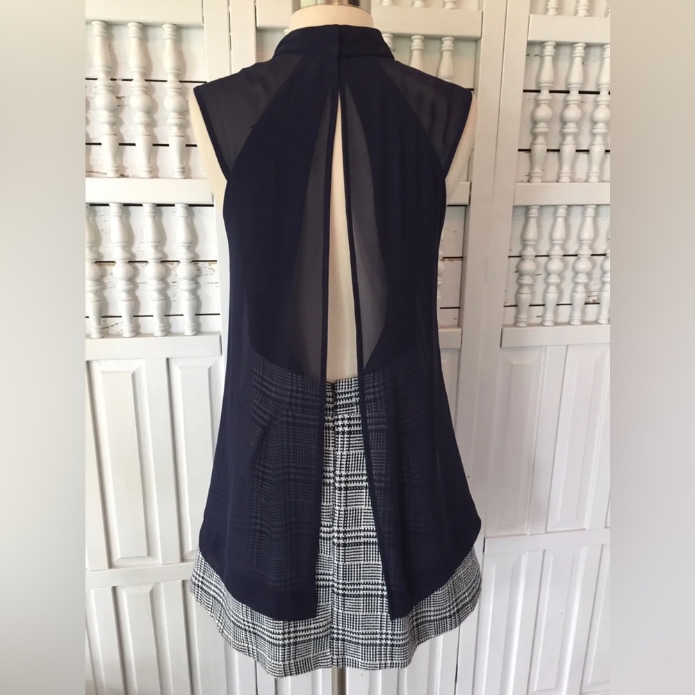 Bcbgeneration Blue & White Checkered Dress, Open … - image 3